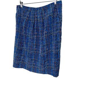 Ellen Tracy Blue Pencil Skirt Womens 12 Office Career Straight